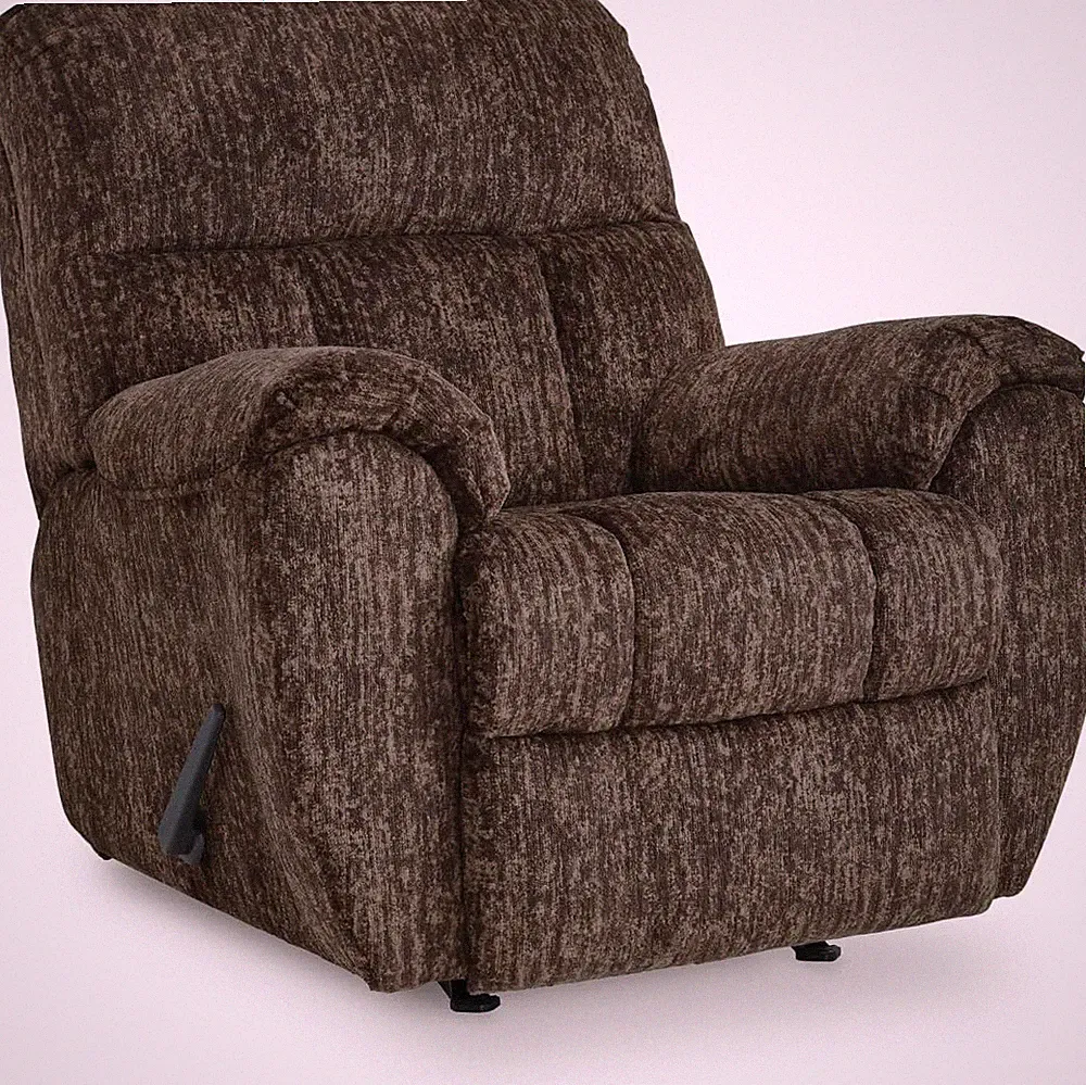 Ashley Rampant Dark Brown Manual Rocker Recliner with Pillow-Top Arms