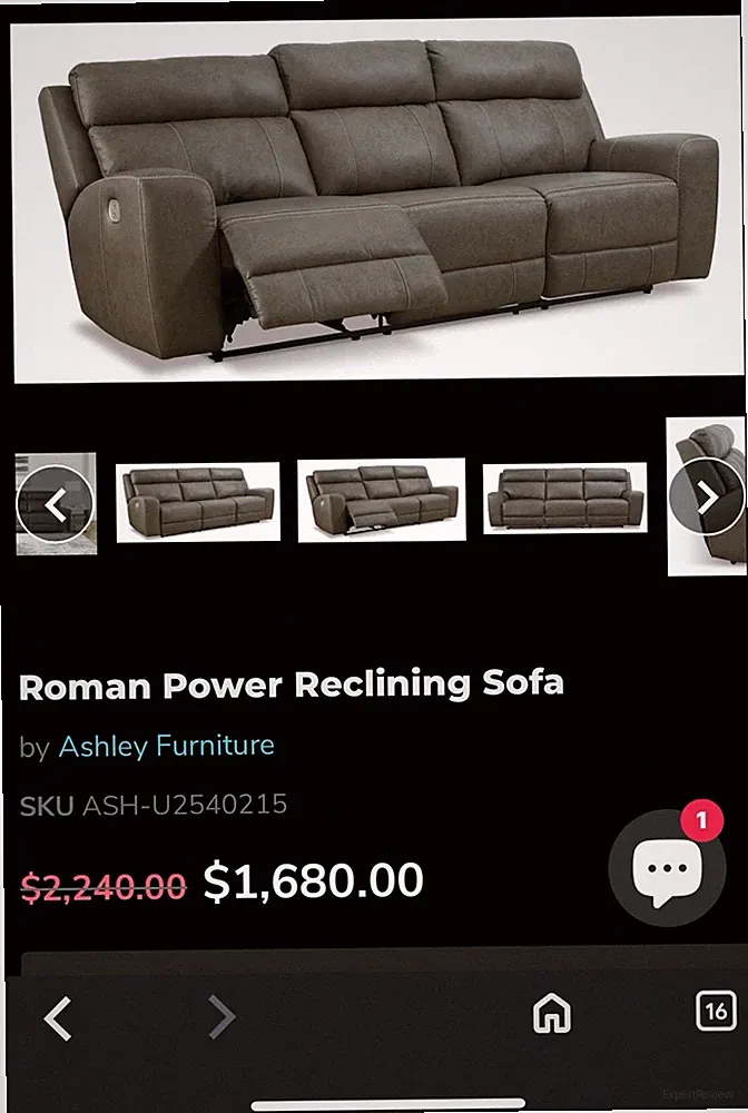 Ashley Roman Leather Electric Reclining Sofa