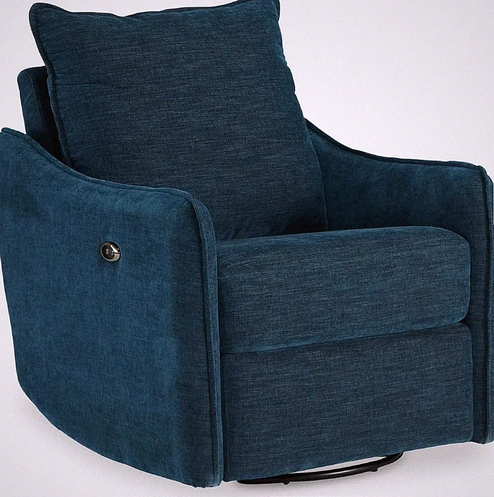 Blue Contemporary Swivel Power Recliner with USB Ports by Ashley Mcburg