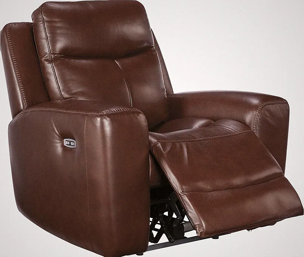 Contemporary Dark Brown Leather Power Recliner with USB Ports by Ashley