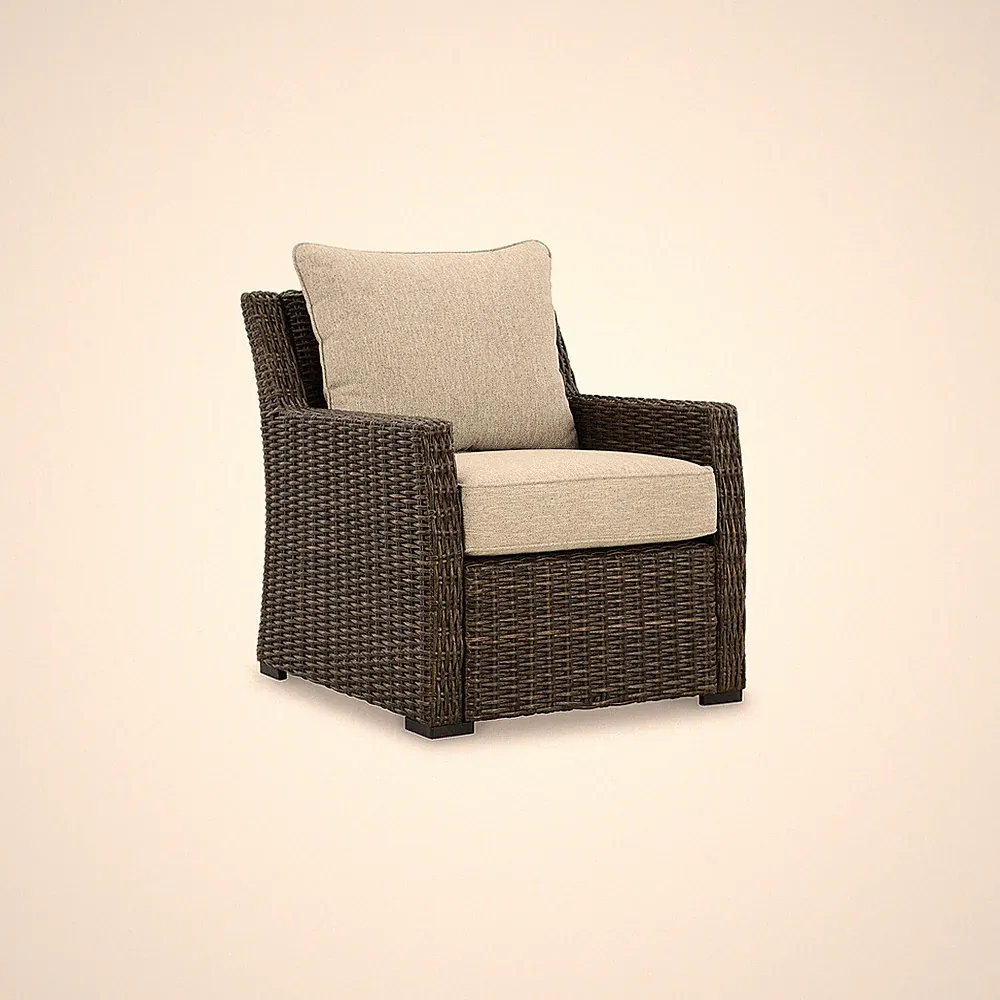 Signature Design by Ashley Brook Ranch Outdoor Lounge Chair with Cushion, Brown