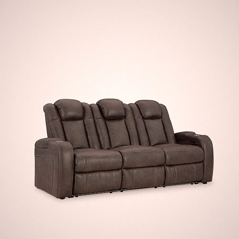 Signature Design by Ashley Fyne-Dyme Brown Power Reclining Sofa