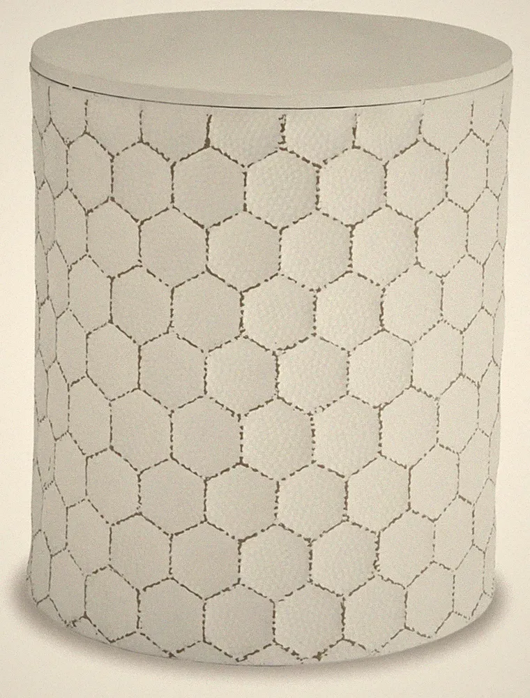 SIGNATURE DESIGN BY ASHLEY POLLY GEOMETRIC HONEYCOMB STOOL OR TABLE - WHITE