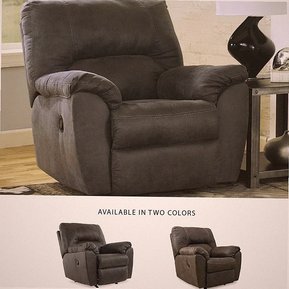 Signature Design by Ashley Tambo Fabric Rocker Recliner in Pewter