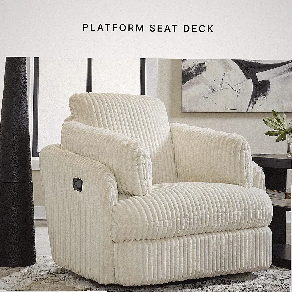 Signature Design by Ashley Tie-Breaker Ivory Swivel Glider Recliner