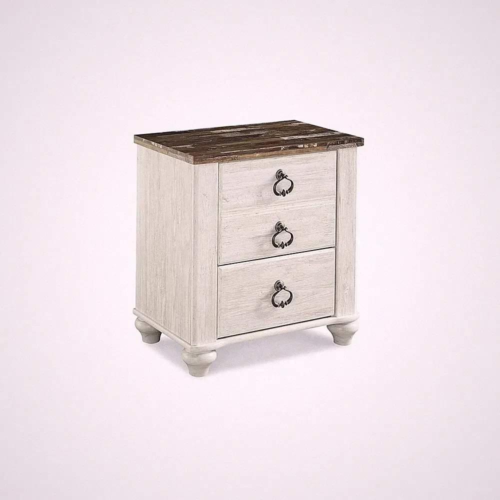 Signature Design by Ashley Willowton Farmhouse 2 Drawer Nightstand with USB