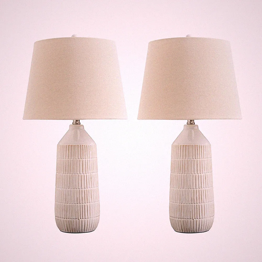 Signature Design by Ashley Willport Modern 26.5" Ceramic Table Lamp, Set of 2, B