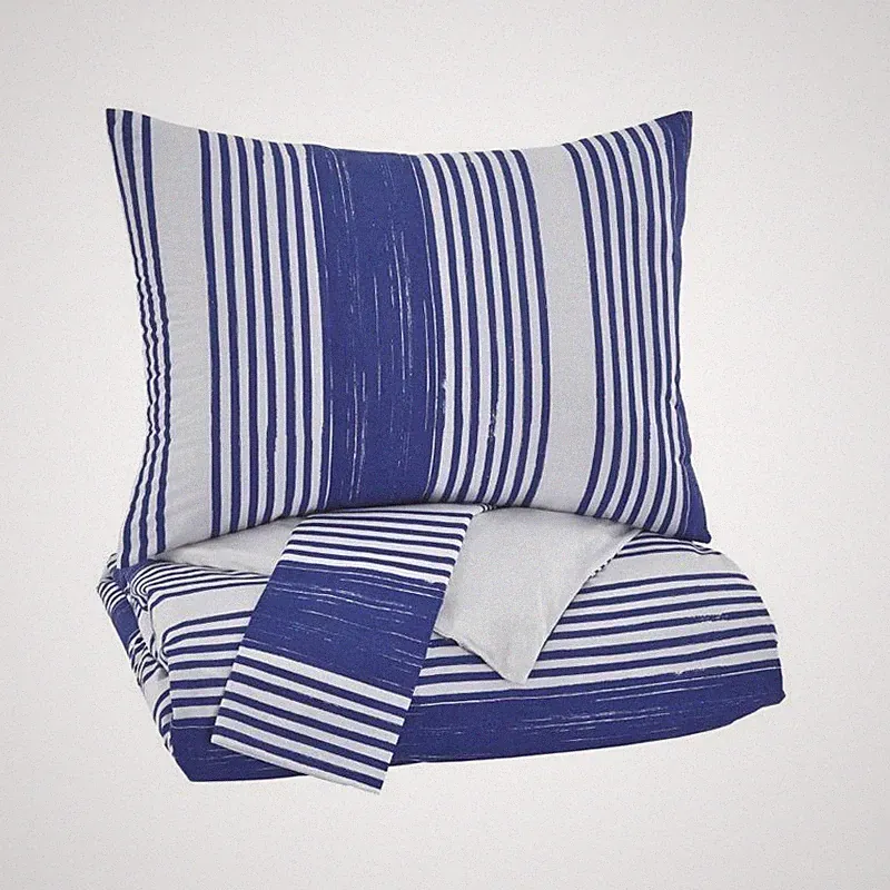 Taries Signature Design by Ashley Twin Duvet Cover Set ~ Blue & Whtie Striped